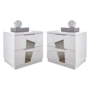 Viro White High Gloss Bedside Cabinets In Pair
