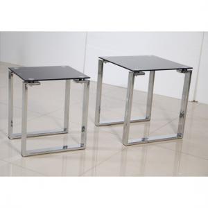 Zeus Black Glass Nest of Table Set