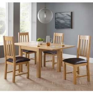 Aaralyn Extending Flip-Top Dining Table In Oak With 4 Chairs