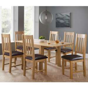 Aaralyn Extending Flip-Top Dining Table In Oak With 6 Chairs