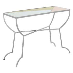 Aarox Multicoloured Glass Console Table With Silver Frame