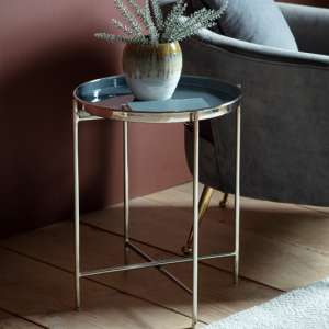 Abbeville Round Metal Side Table In Dark Grey And Silver