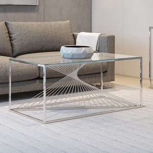 Accrington Glass Coffee Table With Polished Steel Frame