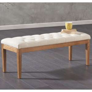 Absoluta 120cm Beige Fabric Dining Bench With Oak Frame