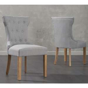 Absoluta Grey Fabric Dining Chairs With Oak Legs In A Pair