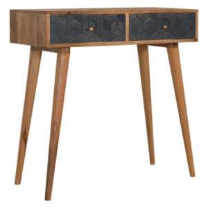 Acadia Wooden Console Table In Oak Ish And Navy Painted