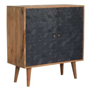 Acadia Wooden Storage Cabinet In Oak Ish And Navy Painted