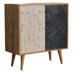 Acadia Wooden Storage Cabinet In Oak Ish And Navy White