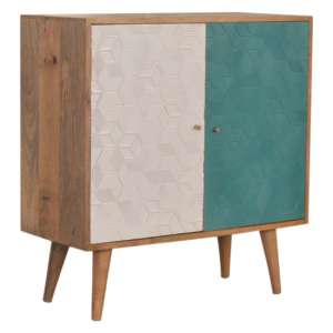 Acadia Wooden Storage Cabinet In Oak Ish And Teal White