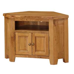 Adriel Corner Wooden TV Stand In Light Oak