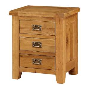 Adriel Wooden Bedside Cabinet In Light Oak With 3 Drawers