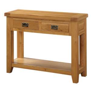 Adriel Wooden Console Table In Light Oak With 2 Drawers