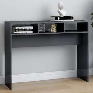 Acosta High Gloss Console Table With 3 Shelves In Grey