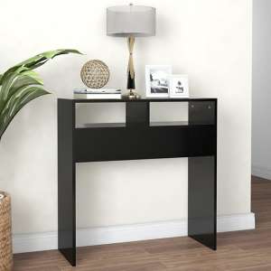 Acosta Wooden Console Table With 2 Shelves In Black