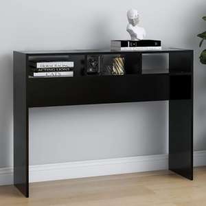 Acosta Wooden Console Table With 3 Shelves In Black