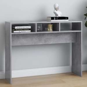 Acosta Wooden Console Table With 3 Shelves In Concrete Effect