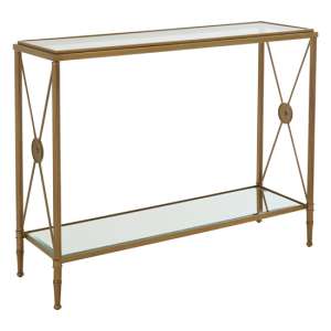 Acox Rectangular Clear Glass Top Console Table With Gold Frame