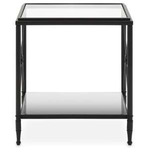 Acox Rectangular Clear Glass Top Side Table With Black Frame