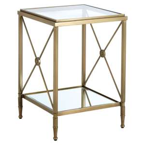 Acox Square Clear Glass Top Side Table With Gold Frame