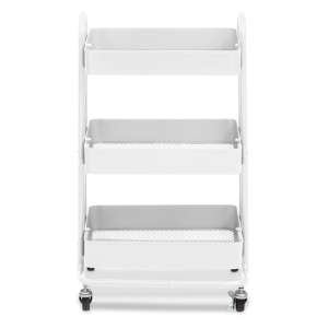 Acre Metal 3 Shelves Serving Trolley In White