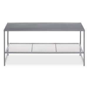 Acre Metal Coffee Table With Open Mesh Shelf In Grey