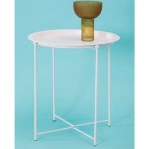 Acre Round Metal Side Table In White