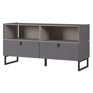 Adah Small Lowboard TV Stand In Graphite And Stone Grey