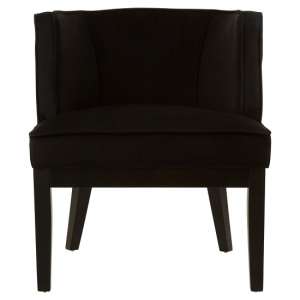 Adalinise Rounded Velvet Upholstered Bedroom Chair In Black