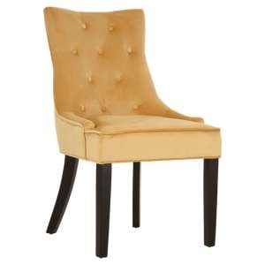 Adalinise Velvet Dining Chair With Wooden Legs In Gold