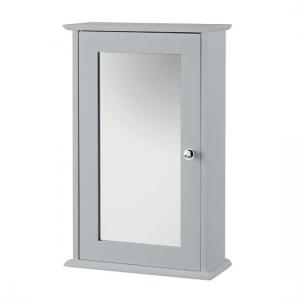 Aacle Wooden Wall Mounted Mirror Cabinet In Grey With 1 Door