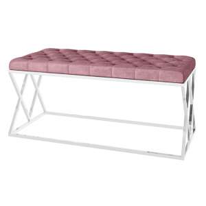 Admaston Velvet Fabric Dining Bench In Pink
