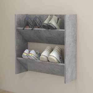 Adelio Wooden Wall Mounted Shoe Storage Rack In Concrete Effect