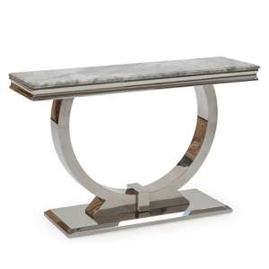 Adica Marble Console Table In Grey With Chrome Metal Base