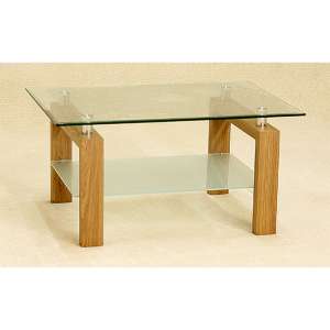 Adina Glass Coffee Table With Oak Legs