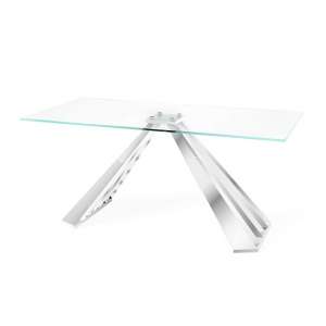 Arnside Clear Glass Dining Table With Stainless Steel Base
