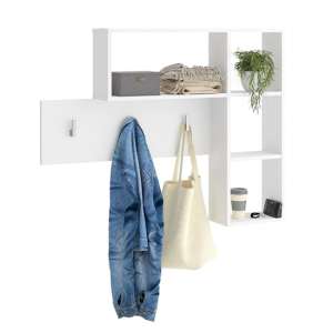 Adler Wall-Mounted Wooden Coat Rack With 4 Shelves In White