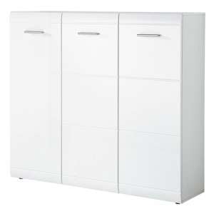 Adrian Large High Gloss Shoe Storage Cabinet In White