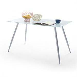 Adriana White Glass Dining Table With Chrome Legs