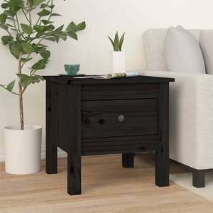 Aeneas Solid Pinewood Side Table With 1 Drawer In Black