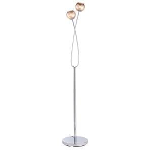 Aerith 2 Lights Smoked Glass Floor Lamp In Polished Chrome
