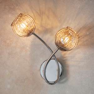 Aerith 2 Lights Smoked Glass Wall Light In Polished Chrome