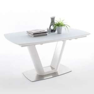 Aeron Glass Small Extending Dining Table In Matt White