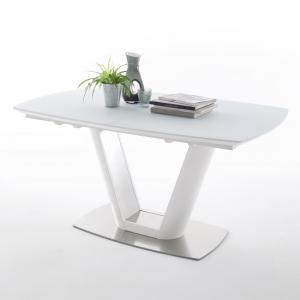 Aeron Glass Large Extending Dining Table In Matt White