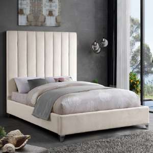 Aerostone Plush Velvet Upholstered Single Bed In Cream