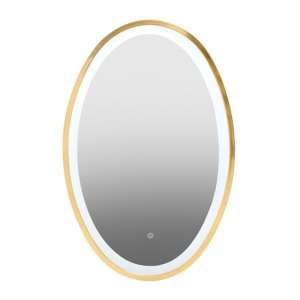Agadir Oval Illuminated Bathroom Mirror In Gold Frame
