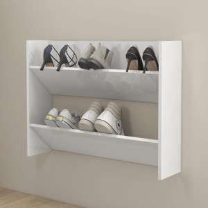 Agim High Gloss Shoe Storage Rack With 2 Shelves In White