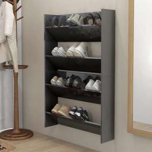 Agim High Gloss Shoe Storage Rack With 4 Shelves In Grey