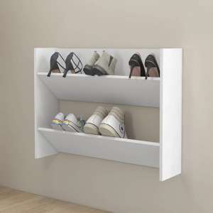 Agim Wooden Shoe Storage Rack With 2 Shelves In White