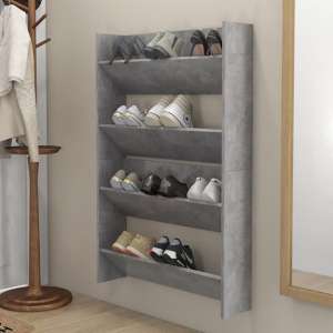 Agim Wooden Shoe Storage Rack With 4 Shelves In Concrete Effect
