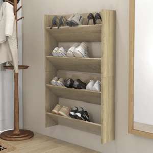 Agim Wooden Shoe Storage Rack With 4 Shelves In Sonoma Oak
